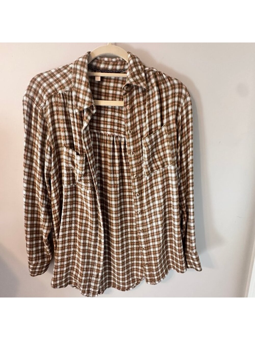 Pilcro relaxed tattersall plaid button up down shirt women's XXS boyfriend fit